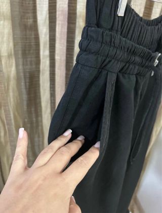 Pantalones ancho Lino Zara Negro
