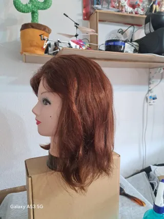 Peluca Pelo Natural Castaño Rojizo