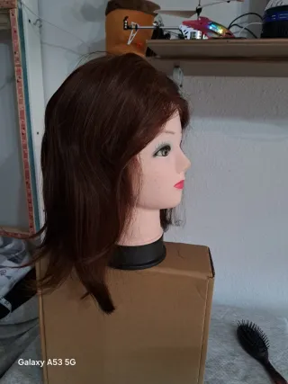 Peluca Pelo Natural Castaño Rojizo