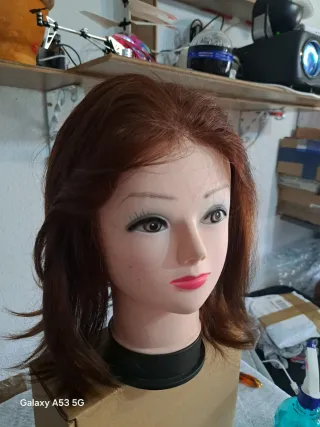 Peluca Pelo Natural Castaño Rojizo