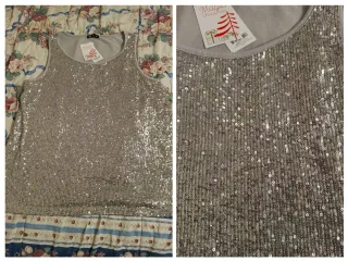 Camiseta lentejuelas gris plateado