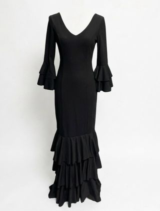 Traje Flamenca Lycra Negro Volantes