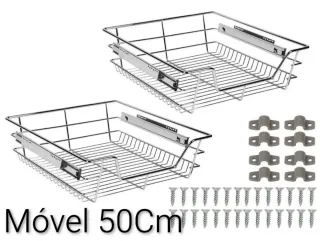 Conjunto de dois cestos gaveta telescópio 50cm
