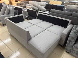 Sofá Cama Gigante Gris Tela