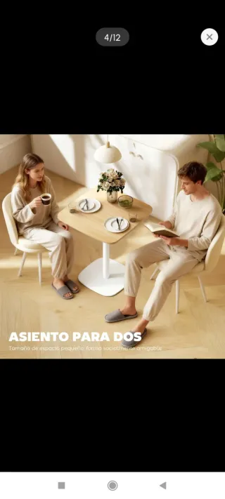 Mesa de cocina cuadrada madera y blanca