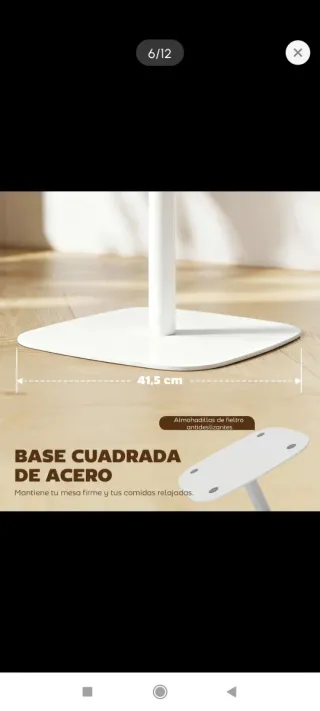 Mesa de cocina cuadrada madera y blanca