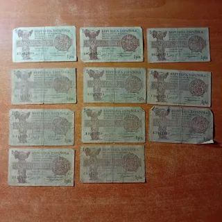 Lote 11 Billetes 1 Peseta República Española 1937
