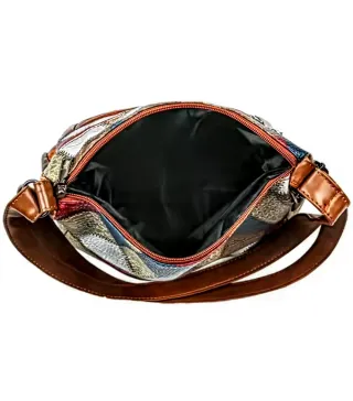 BOLSO DE HOMBRO TIPO BANDOLERA PATCHWORK MUJER.