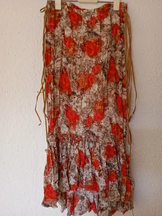 Falda larga estampada flores