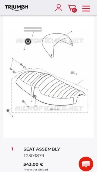 Asiento Triumph Thruxton 900 Negro