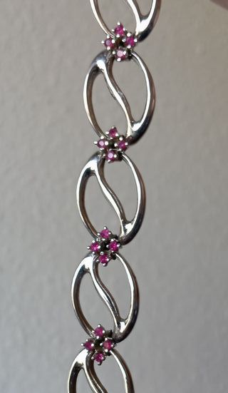 JOYERÍA PULSERA PIEDRAS GRANATES BRONCE C/CAJA NUE