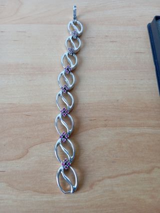 JOYERÍA PULSERA PIEDRAS GRANATES BRONCE C/CAJA NUE