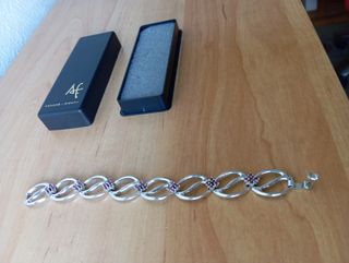 JOYERÍA PULSERA PIEDRAS GRANATES BRONCE C/CAJA NUE