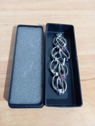 JOYERÍA PULSERA PIEDRAS GRANATES BRONCE C/CAJA NUE