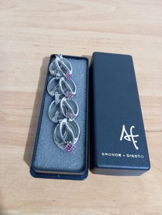 JOYERÍA PULSERA PIEDRAS GRANATES BRONCE C/CAJA NUE