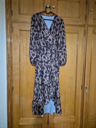 Vestido estampado leopardo cruzado