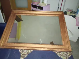 Espejo Vintage Dorado Marco Madera