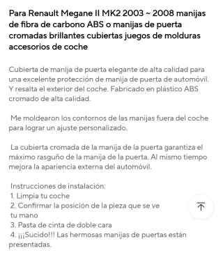 Manillas Cromo/Carbono Renault Megane II
