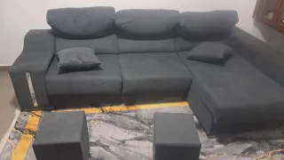 Sofá modular gris tela