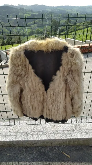 Chaqueta Vintage Piel y Cuero Beige/Negro