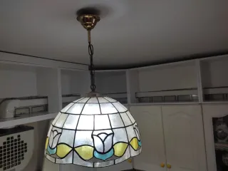 Lámpara Techo Tiffany Cristal y Metal