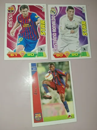 3 cromos fútbol Messi, Ronaldo, Eto'o ( lote 08)