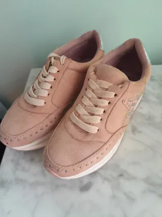Deportivas rosas y plateadas talla 36