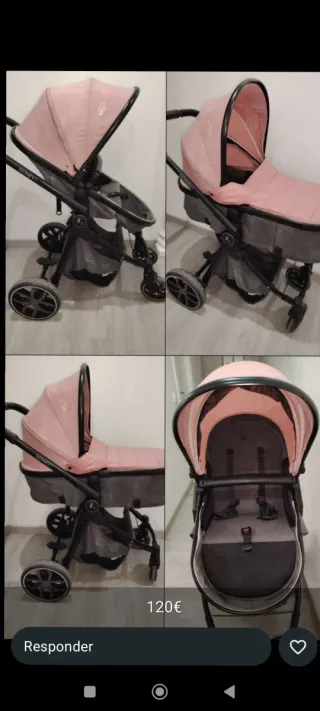 Carro de bebé rosa SALVO silla y capazo