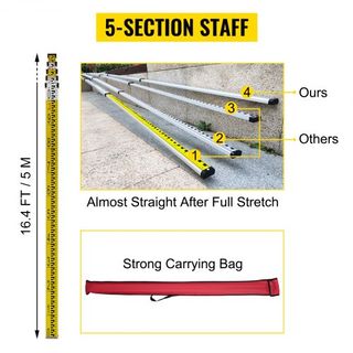 Nivel Láser Rotativo Rojo Nivelación Automática Medición Nivel láser auto-nivelante Escaneo Rotativo de 360 grados 500m + Trípode + Personal de 5m