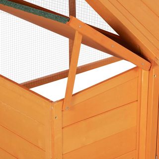 Gallinero Exterior de Madera de Abeto con Techo Abatible y Área de Nido, Gallinero con Rejilla Metálica y Puerta Grande, para 4-8 Gallinas, 240X112.5X76 Cm, Naranja