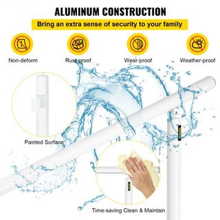 Kit de Barandilla para Escaleras, Pasamanos de 152.4 cm para Escaleras Exteriores de 0-5 Pasos, Barandilla de Aluminio Blanca con Ángulo Ajustable, Escaleras Interiores y Exteriores para Personas ...