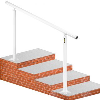 Kit de Barandilla para Escaleras, Pasamanos de 152.4 cm para Escaleras Exteriores de 0-5 Pasos, Barandilla de Aluminio Blanca con Ángulo Ajustable, Escaleras Interiores y Exteriores para Personas ...