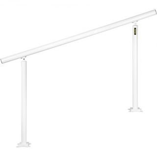 Kit de Barandilla para Escaleras, Pasamanos de 152.4 cm para Escaleras Exteriores de 0-5 Pasos, Barandilla de Aluminio Blanca con Ángulo Ajustable, Escaleras Interiores y Exteriores para Personas ...