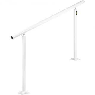 Kit de Barandilla para Escaleras, Pasamanos de 152.4 cm para Escaleras Exteriores de 0-5 Pasos, Barandilla de Aluminio Blanca con Ángulo Ajustable, Escaleras Interiores y Exteriores para Personas ...