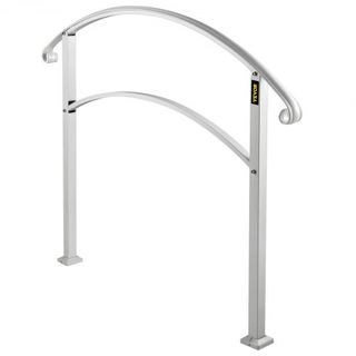 Pasamanos para Escaleras Exteriores, Se Adapta a 1 o 3 Escalones, Barandilla de Hierro Forjado Blanca, Barandilla Flexible para Porche Frontal, Pasamanos Transicional para Escaleras de Concreto o ...
