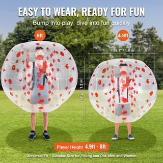 Bola Inflable de Choque 1-Pack, 5FT/1.5M Bolas Zorb Sumo para Adolescentes y Adultos, Bolas de Burbuja Humana de PVC de 0.8mm para Juegos de Equipo al Aire Libre, Juguetes de Choque para Jardín, P...