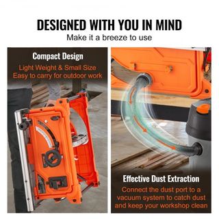 Sierra de Mesa Eléctrica de 1800 W, Capacidad de Corte de 625 mm, 4400 RPM, Corte Transversal de 85 mm a 90° y Corte en Inglete de 60 mm a 45° para Madera, Carpintería y Talleres de Interior/Exterior
