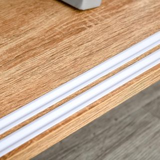 Mobile da Cucina Credenza Moderna con Ripiani Regolabili e Ante Scorrevoli in MDF, 130X40X74.5Cm, Color Legno e Bianco