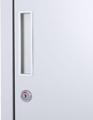 Armadio 4 Ripiani 2 Ante Sicurezza Ufficio Garage Officina Acciaio Laminato a Freddo 38X46X180Cm Grigio