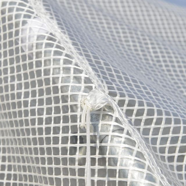 Invernadero de túnel de acero galvanizado y PE, invernadero de jardín con puerta enrollable y 6 ventanas de malla, 3X2X2M