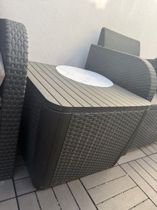 Sofá de exterior ratán gris y negro