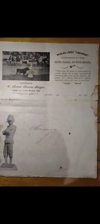Cartel Torero Nicolás López Tancredo sugestionador