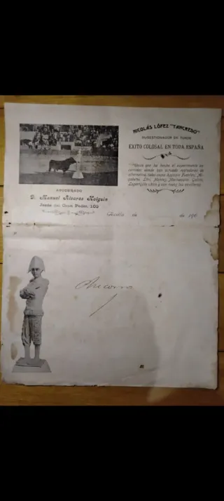 Cartel Torero Nicolás López Tancredo sugestionador