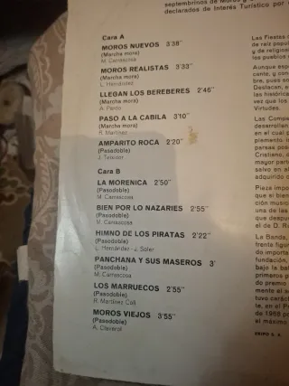 LP Moros y Cristianos en Villena 1.969 Banda Munic