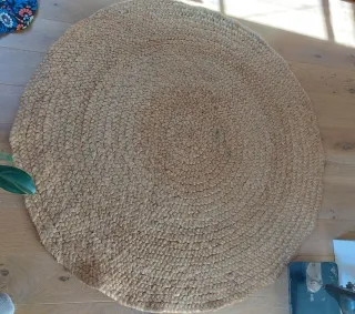 Alfombra redonda de yute beige