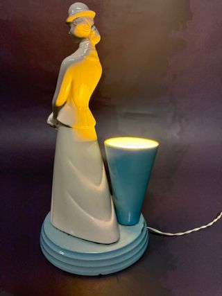 Lampada Art Déco Donna Porcellana Blu