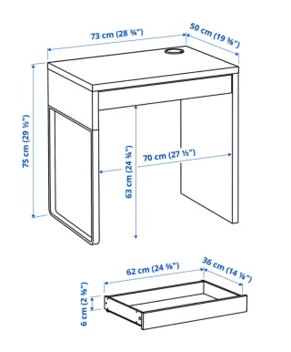 Mesa escritorio blanca con cajón