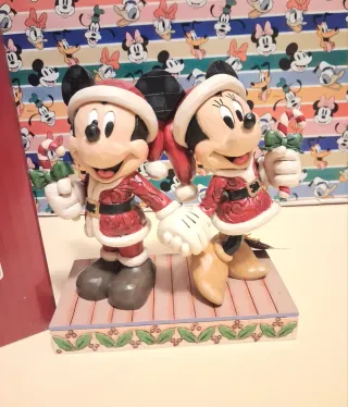 Figura Jim Shore Minnie y Mickey Mouse Navidad