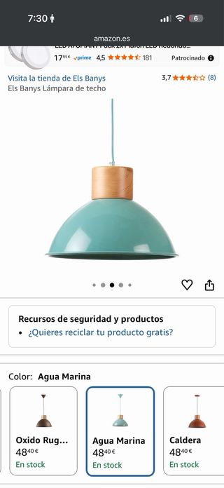 Lámpara de techo Els Banys agua marina