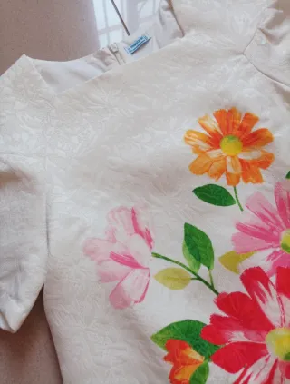 Vestido Blanco Mayoral Flores Talla 12 Años